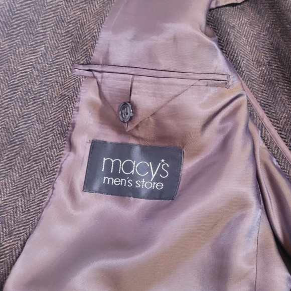 Lauren Ralph Lauren 100% Wool Brown Chevron 2 Button Blazer Suitcoat Size 46R - Picture 11 of 13